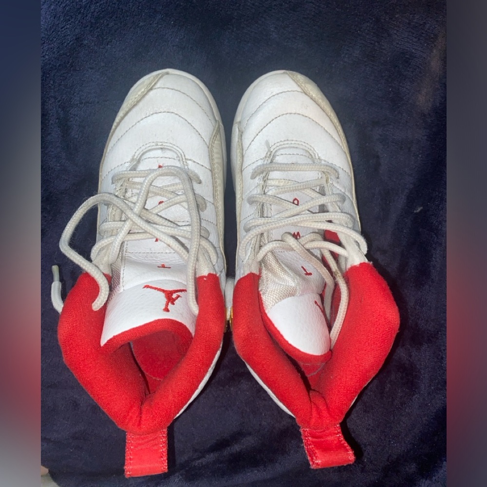 Kids Jordan 12 Retro Chinese New Year Red and White